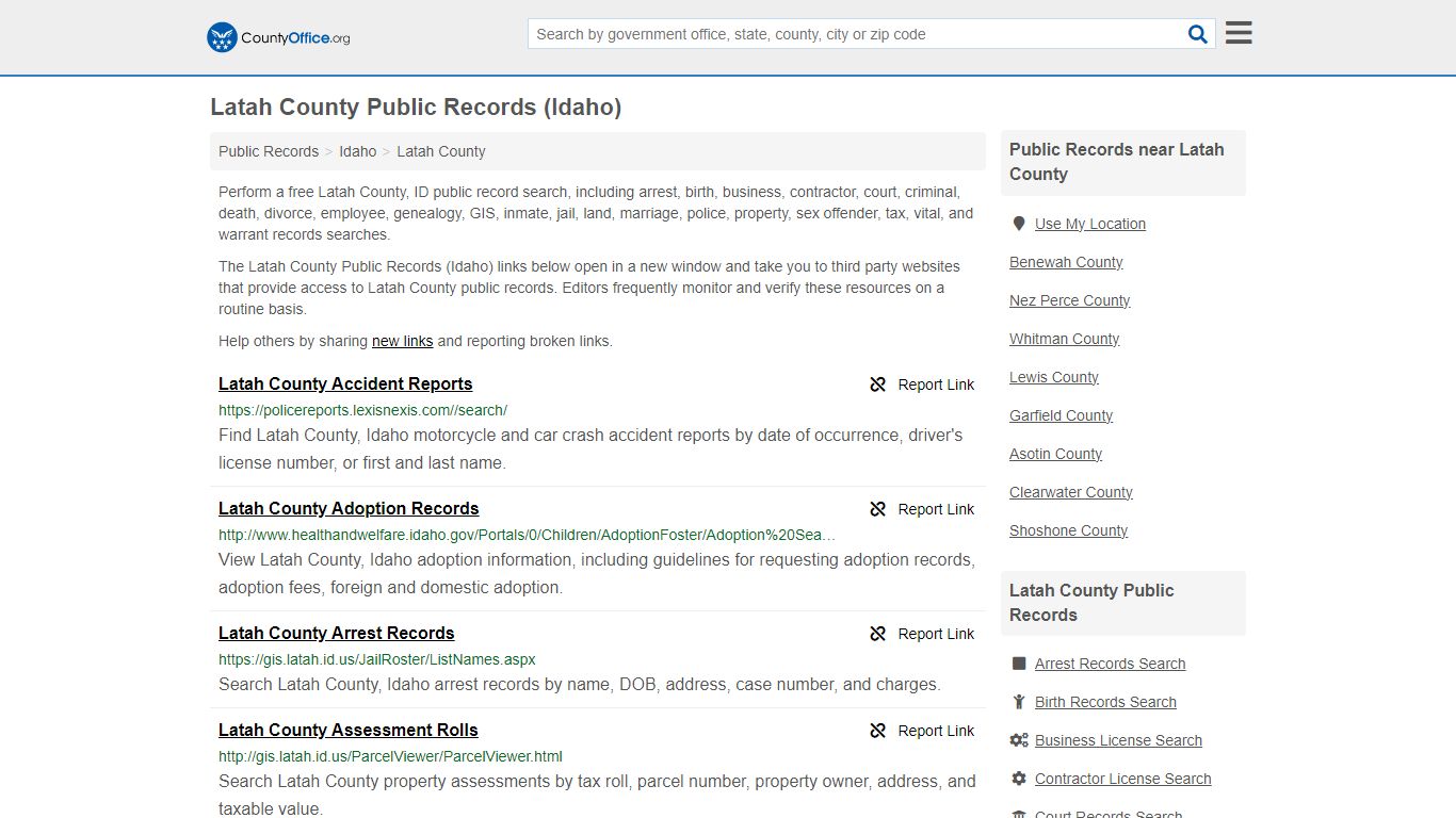 Public Records - Latah County, ID (Business, Criminal, GIS, Property ...