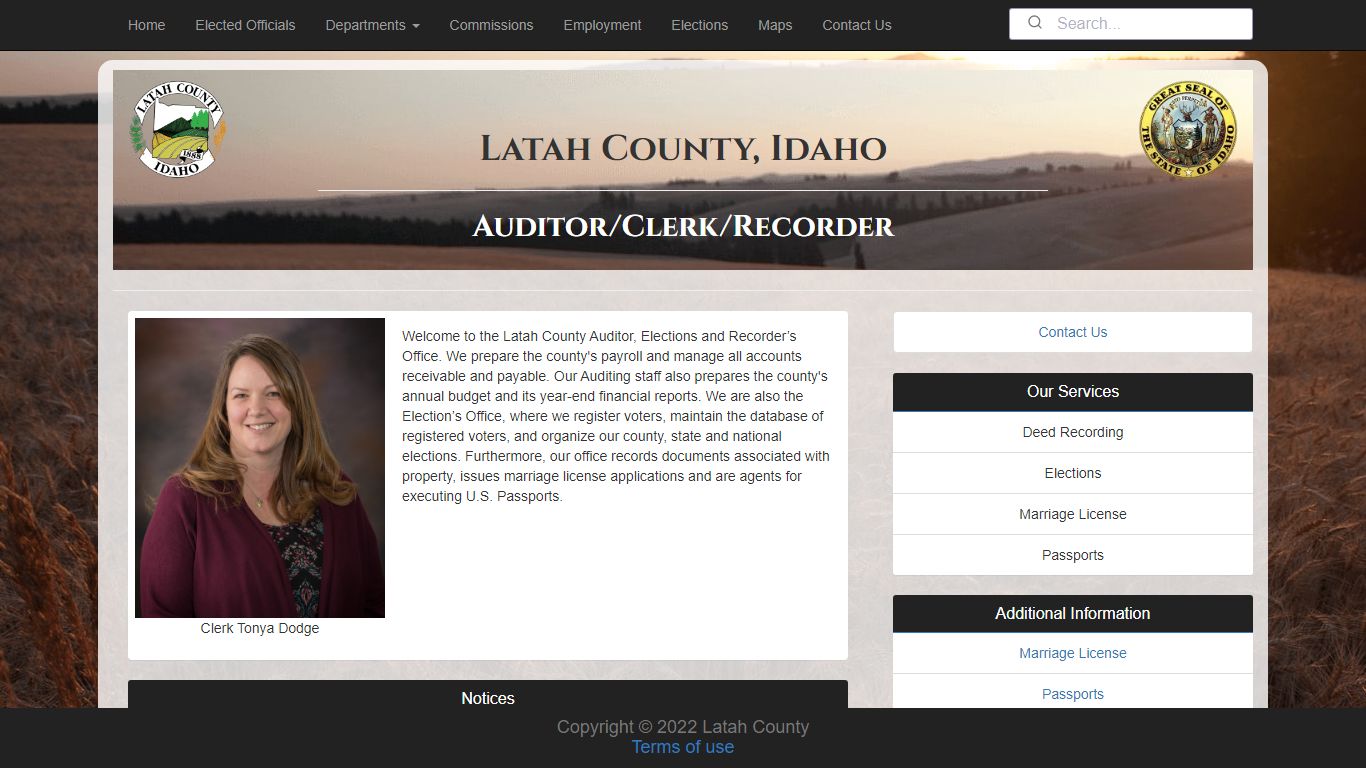 Auditor/Clerk/Recorder - Latah County Seal
